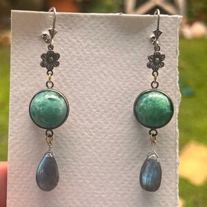 💚Art Deco inspired, Vintage Parts, Labradorite, Larimar natural gemstones.